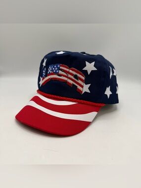 Vintage USA American Flag Snapback Hat Patriotic Stars Stripes Mens Cap